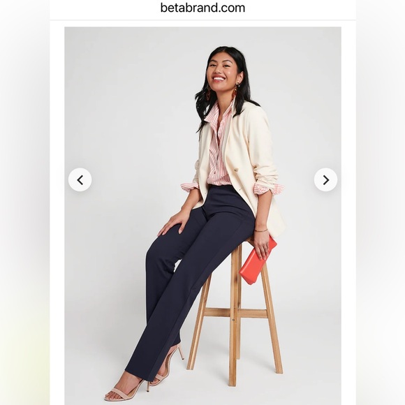 Betabrand Pants - BETABRAND navy blue TALL dress pants YOGA PANTS size large  STRAIGHT LEG DPYP